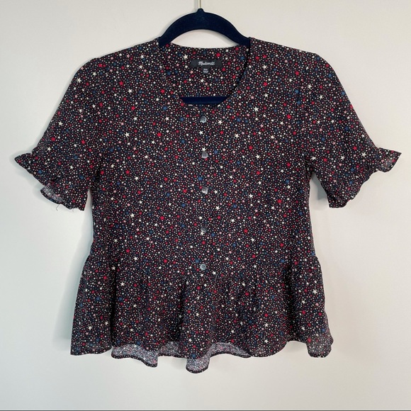Madewell Tops - Madewell studio ruffle hem top in starry night XXS